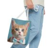 Adorable Cat Tote Bag with Blue Eyes and Bowtie - Perfect for Cat Lovers - Image 11