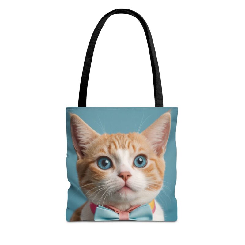 Adorable Cat Tote Bag with Blue Eyes and Bowtie - Perfect for Cat Lovers