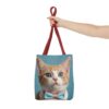 Adorable Cat Tote Bag with Blue Eyes and Bowtie - Perfect for Cat Lovers - Image 8