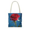 Elegant Floral Tote Bag - Red Rose Design on Blue Background - Image 14