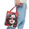 Chic City Style Tote Bag - Trendy Red and Pink Fashion Artwork - Image 7