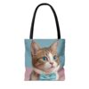 Adorable Cat Tote Bag with Blue Eyes and Bowtie - Perfect for Cat Lovers - Image 2