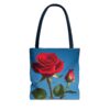 Elegant Floral Tote Bag - Red Rose Design on Blue Background - Image 17