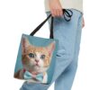 Adorable Cat Tote Bag with Blue Eyes and Bowtie - Perfect for Cat Lovers - Image 3