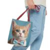 Adorable Cat Tote Bag with Blue Eyes and Bowtie - Perfect for Cat Lovers - Image 7