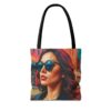 Chic City Style Tote Bag - Trendy Red and Pink Fashion Artwork - Image 2